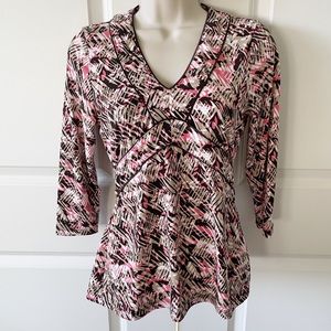 Ann Taylor Loft Abstract Print Empire Waist Tie Back Top Size Petite Small